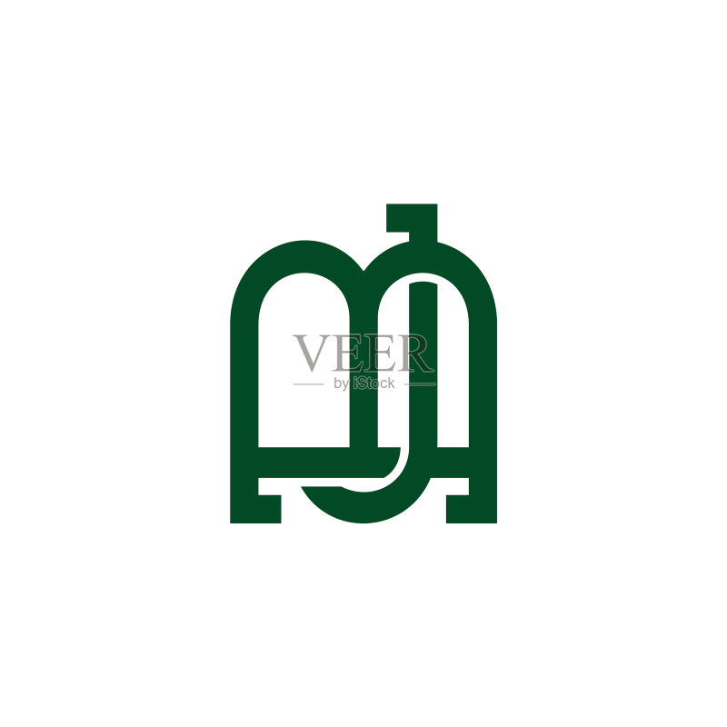 抽象字母MJ简单链接Logo图标素材