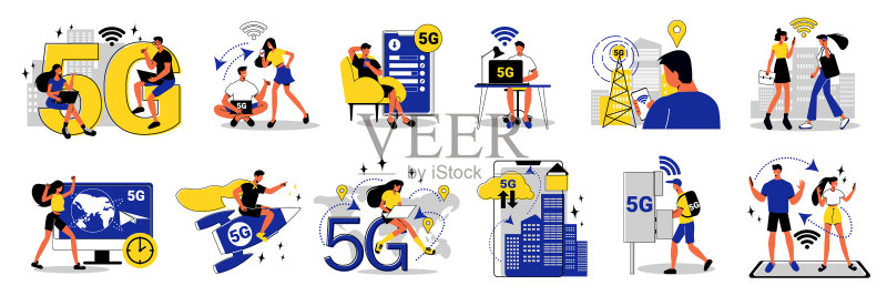 5G互联网图标集图标素材
