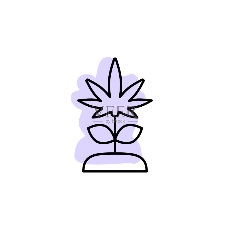 大麻，带有彩色阴影的植物矢量图标图标素材