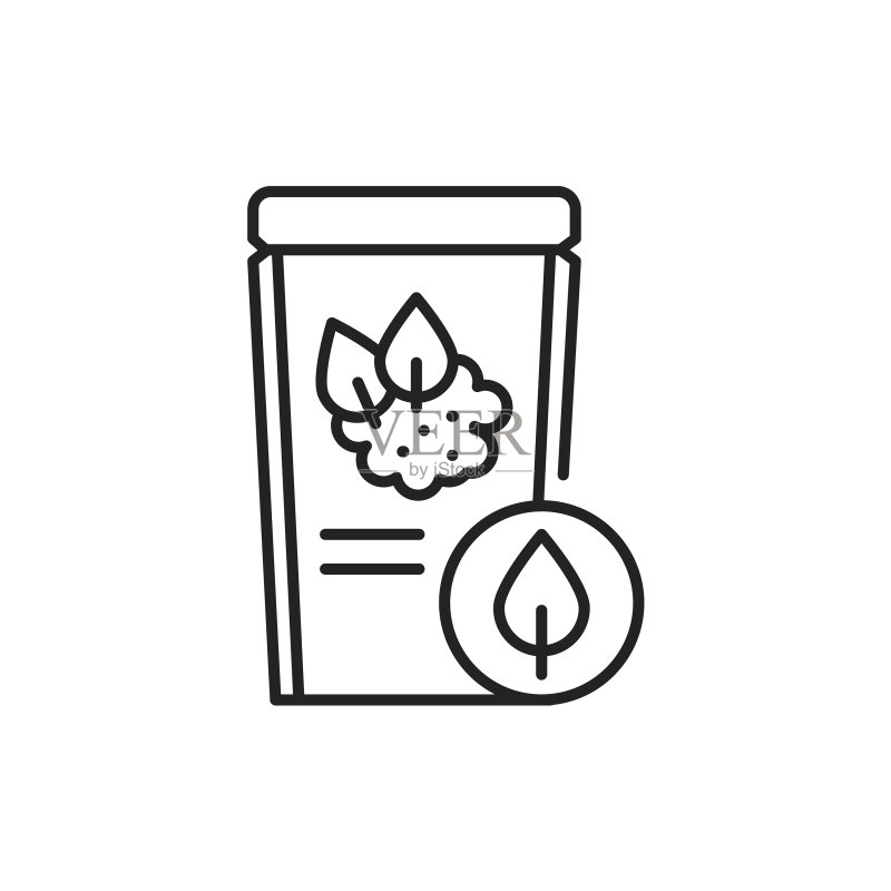 抹茶茶包装彩色线条图标象形图图标素材