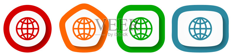 扁平风格地球图标世界象征图标素材