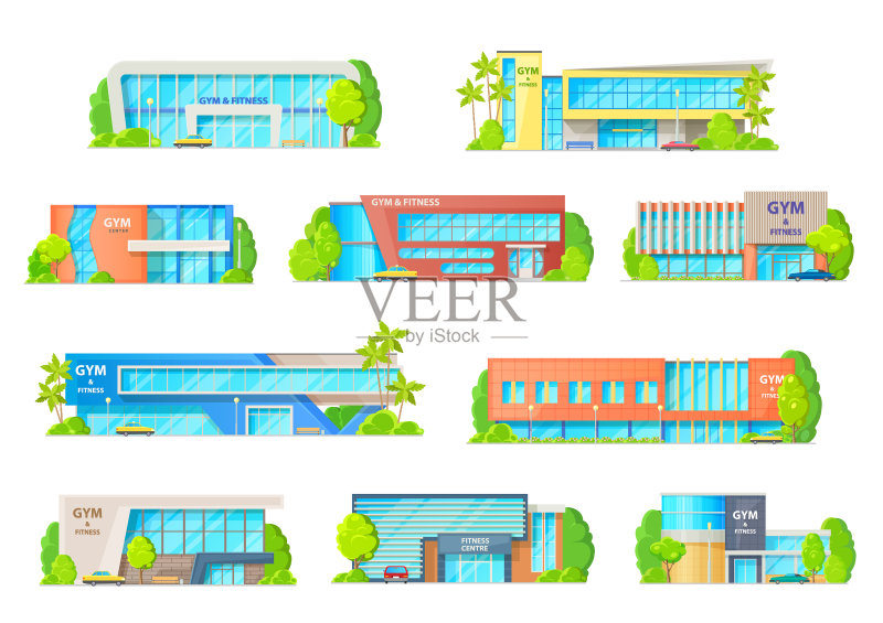 健身房或健身中心建筑外观素材图标素材