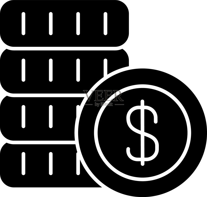 货币硬币堆叠轮廓图标图标素材