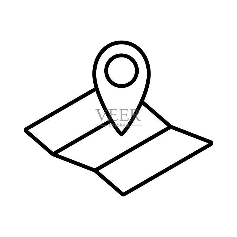 带地图图钉线条图标的地图图标素材