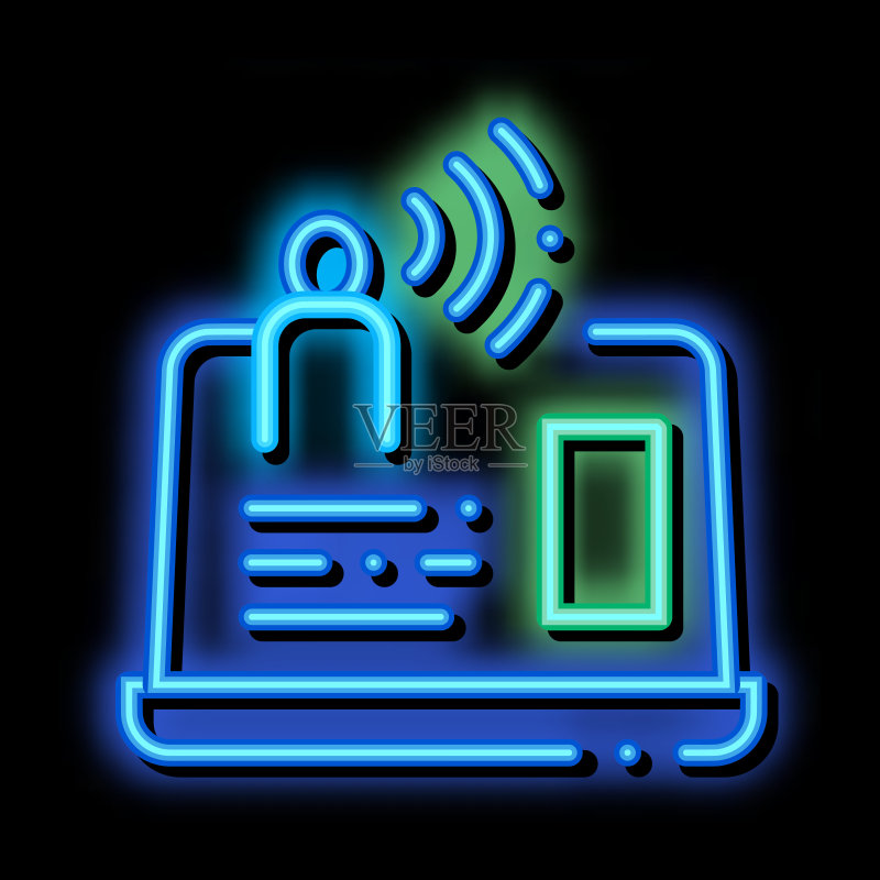 人工个人助理霓虹灯发光图标插图图标素材