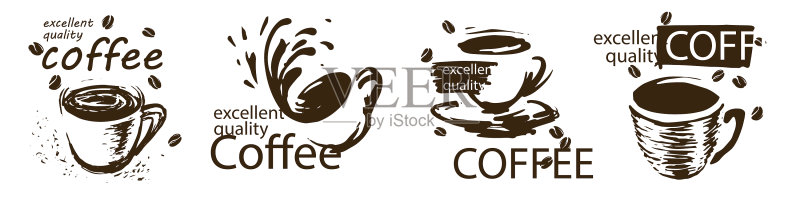 白色背景上的咖啡杯标志素材图标素材