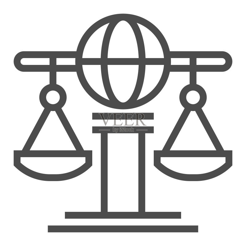 国际法方形线条矢量图标。图标素材