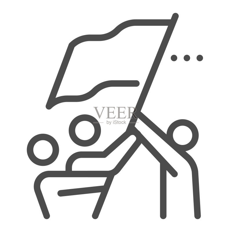协作，方形线条矢量图标图标素材