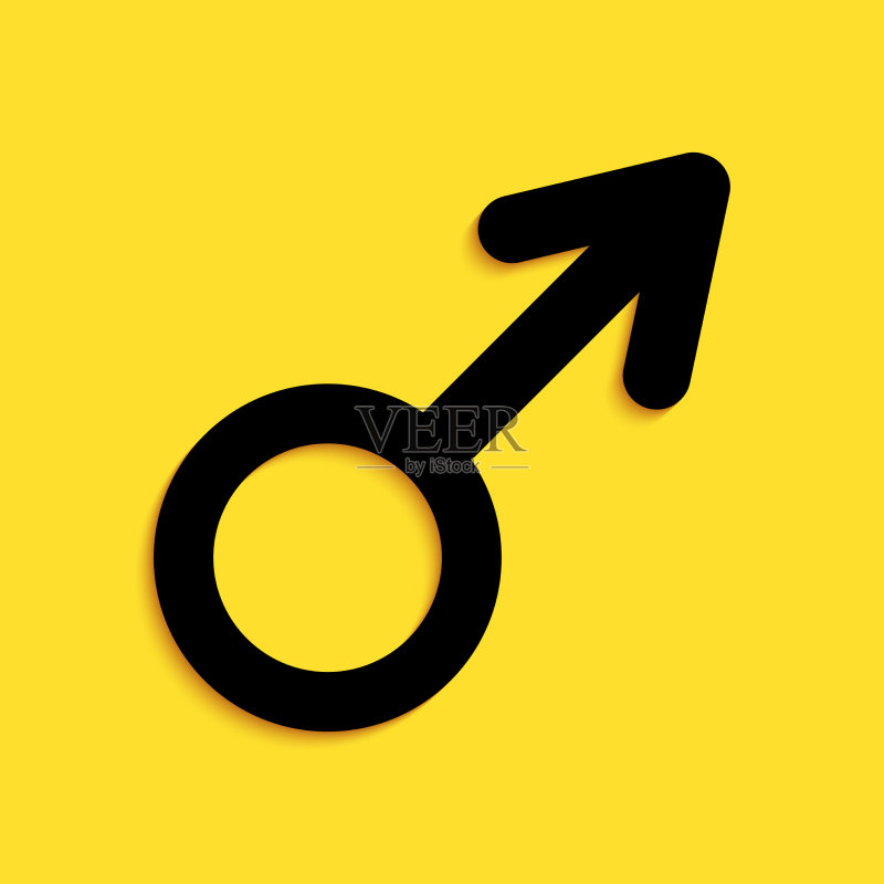 黄色背景上的黑色男性性别符号图标图标素材
