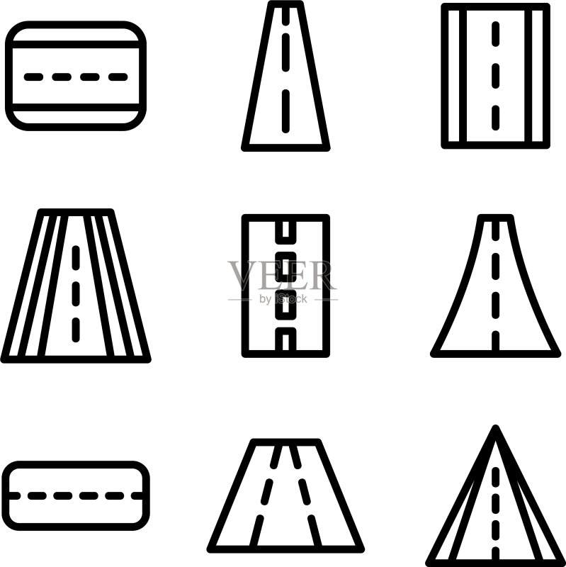 道路图标或标志，独立符号图标素材