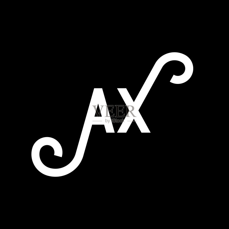 黑色背景上的AX字母标志设计图标素材