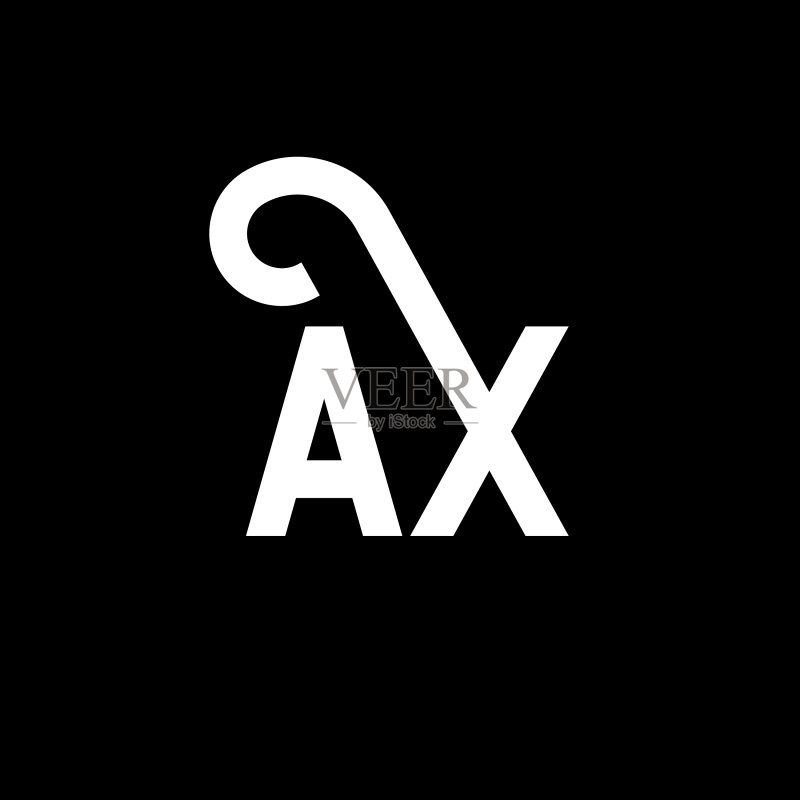 黑色背景上的AX字母标志设计图标素材