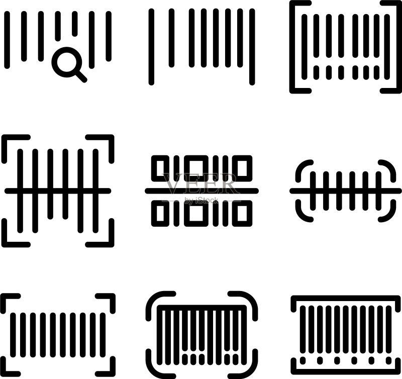 条形码图标或LOGO独立符号图标素材