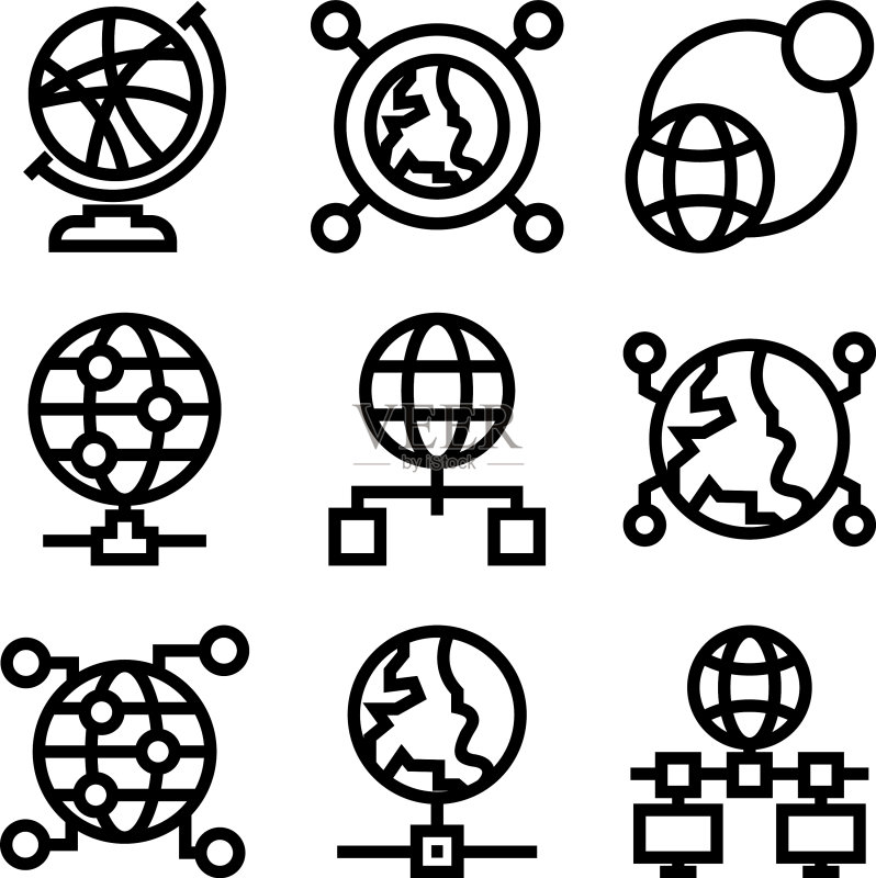 全球网络图标或标志图标素材