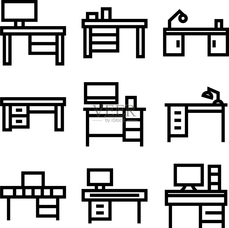 办公室书桌图标或Logo独立标志图标素材