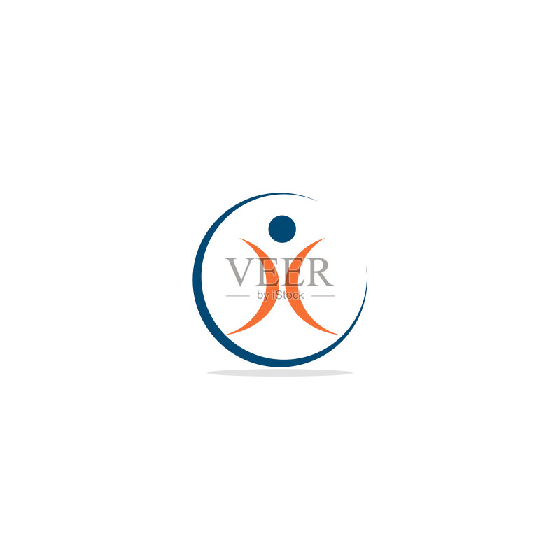 圆形抽象人物获胜者Logo图标素材