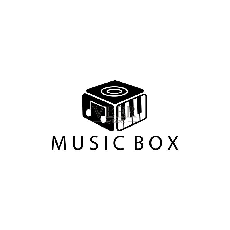 音乐盒logo钢琴设计图标素材