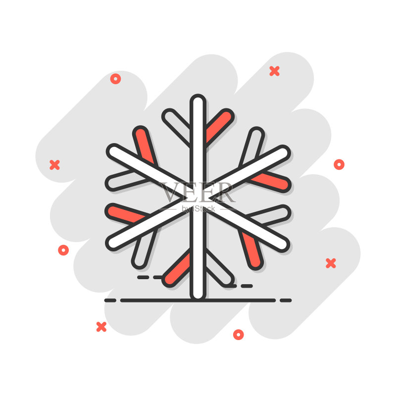 漫画风格的卡通雪花图标冬季标志图标素材
