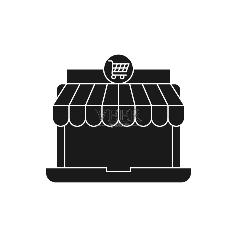 在线商店图标矢量设计插图。用于电子商务、在线商店和市场网站、移动设备、徽标、符号、按钮、标志、应用程序UI的现代在线购物图标矢量设计理念图标素材