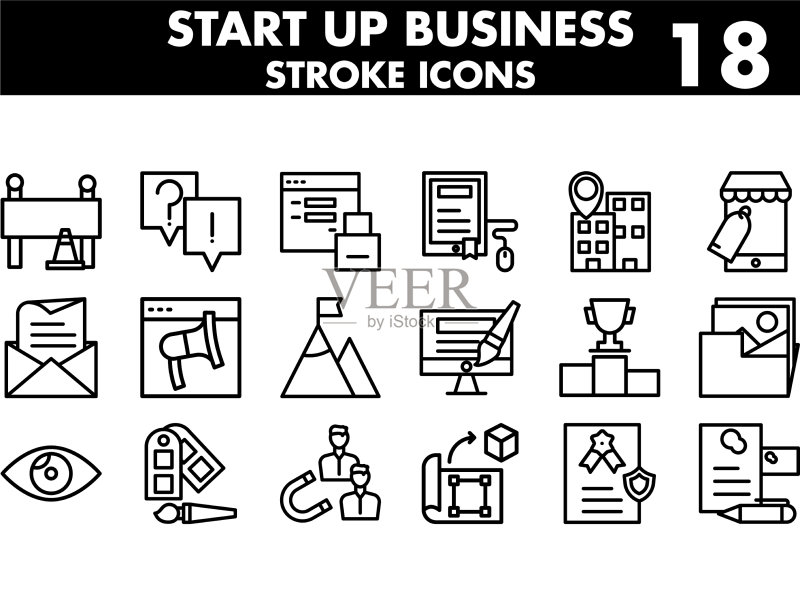 描边风格的创业公司图标图标素材