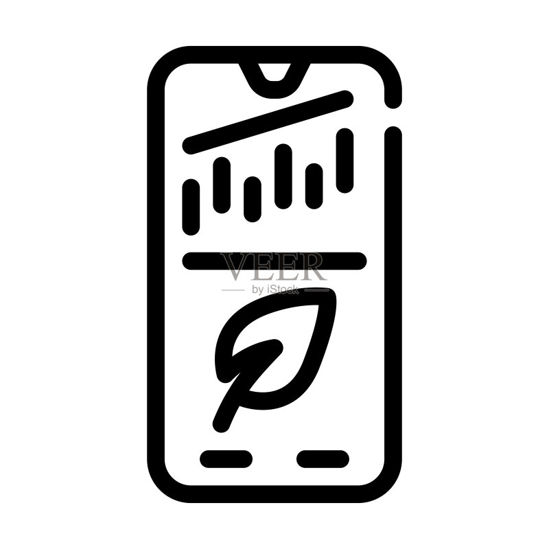 监控奇亚加密货币汇率手机应用线条图标矢量图图标素材