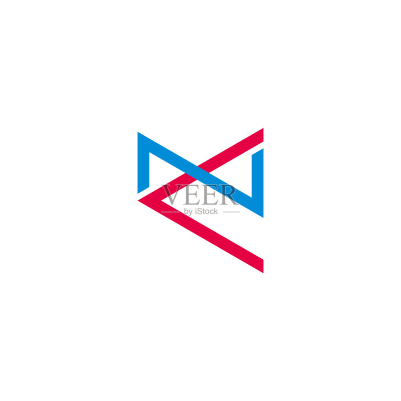 字母NC简单链接彩色线条几何Logo图标素材