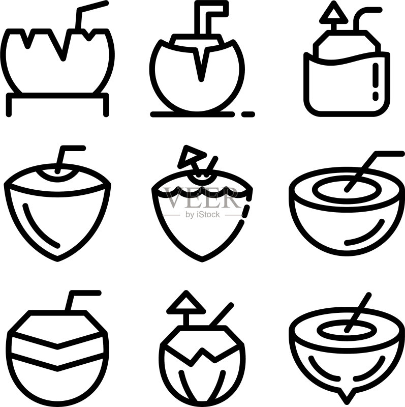 椰子图标或logo孤立标志符号图标素材