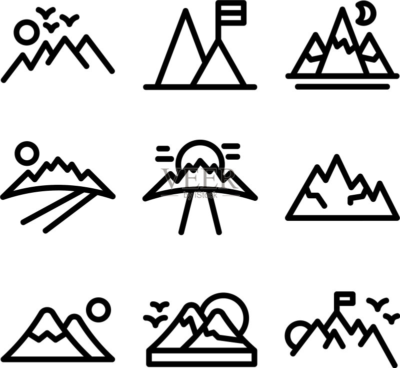 独立山脉图标或标志图标素材