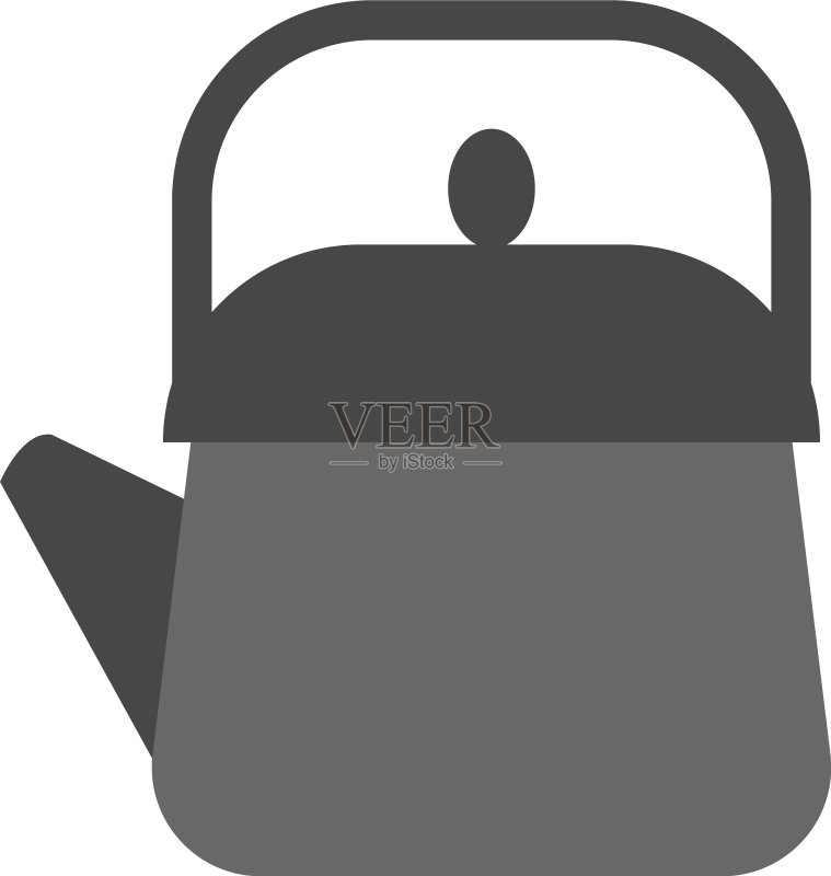 白色背景上的深灰色茶壶图标素材