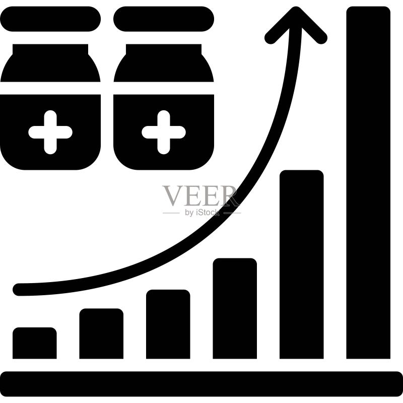 增长图图标，疫苗开发相关矢量图标素材