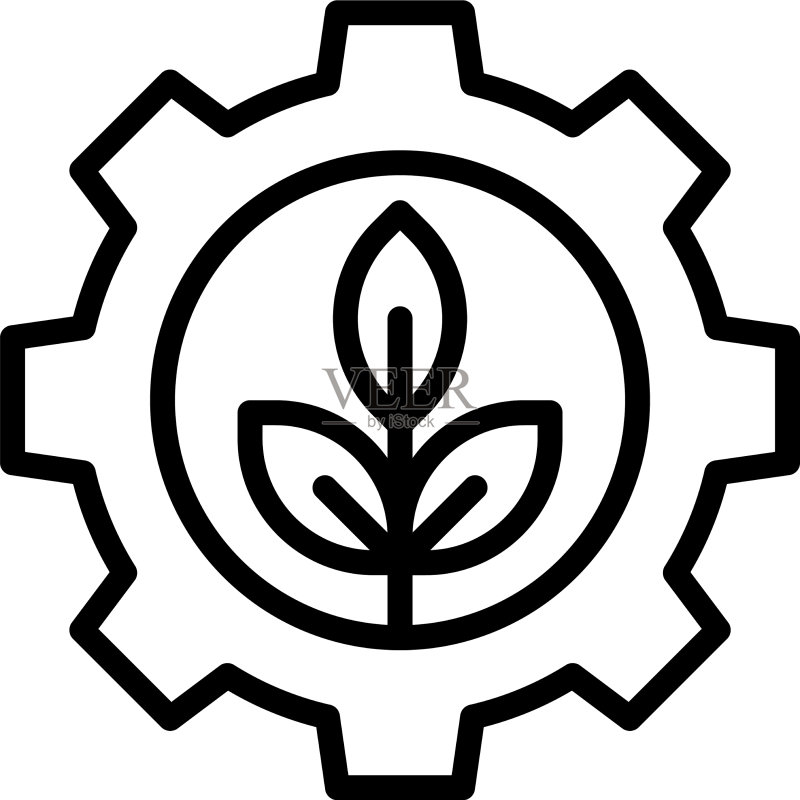 包含嫩芽的齿轮：地球日相关图标图标素材