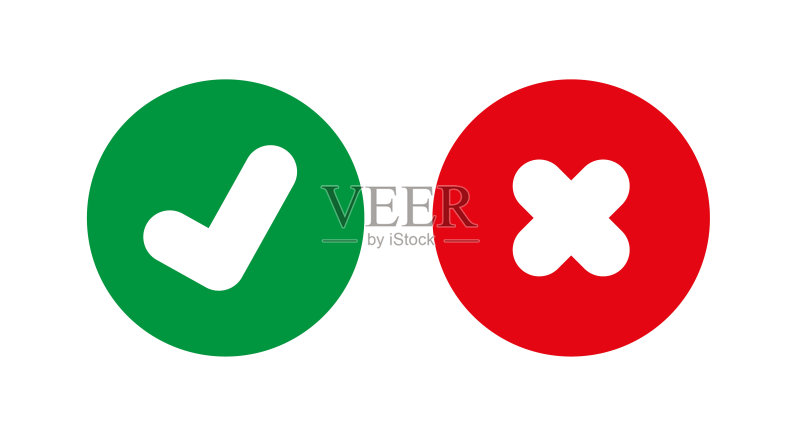 白色背景上的勾叉图标图标素材