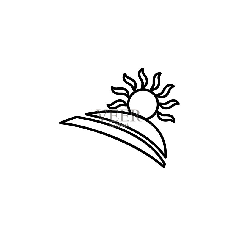 太阳与大海矢量线条图标图标素材