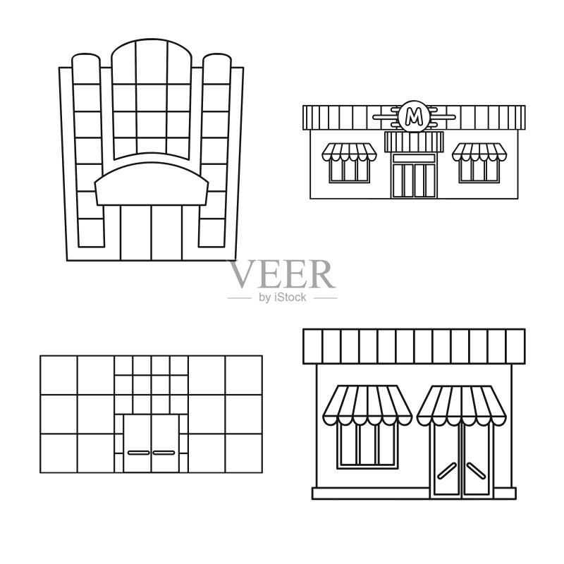 超市与建筑图标素材