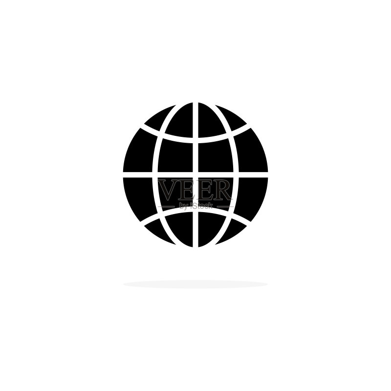 地球图标。万维网形状符号。行星网络标志。互联网象形图。图标素材