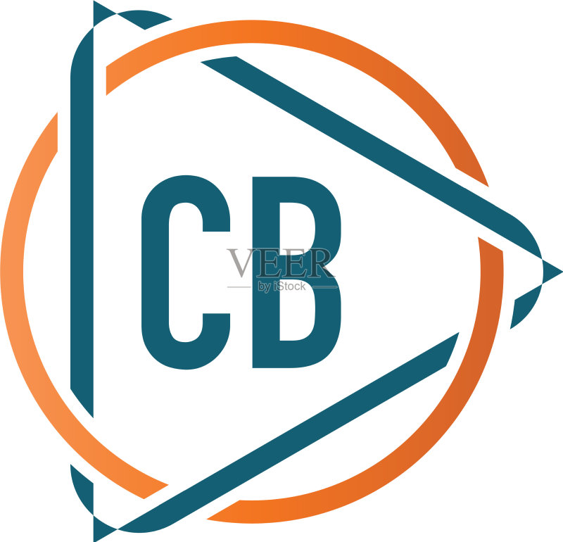 字母CB圆形三角形logo设计图标素材