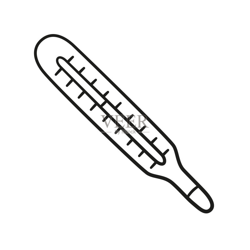 手绘涂鸦风格的医用体温计图标素材