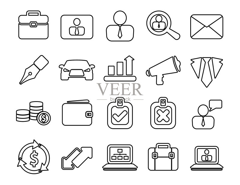 Web和移动端细线描边图标图标素材