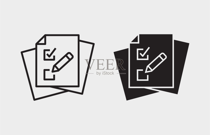 白色背景上的文档图标。矢量素材图标素材