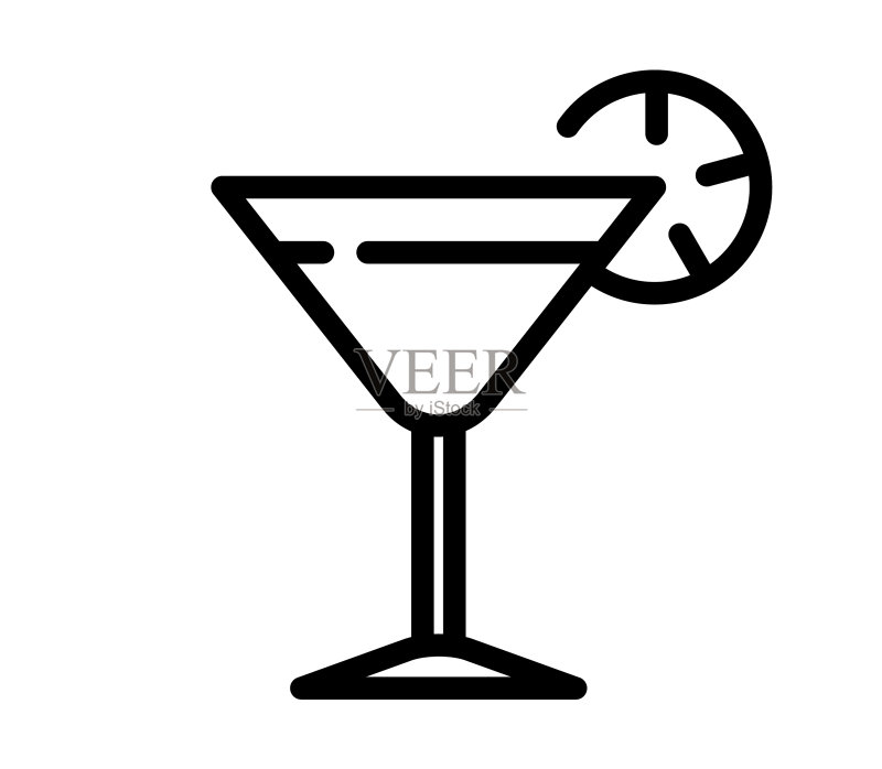 咖啡馆菜单用鸡尾酒派对线性图标图标素材