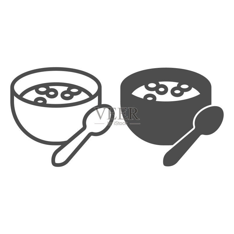 牛奶粥线性图标图标素材