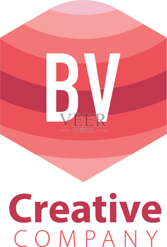 字母BV彩色六边形logo图标素材