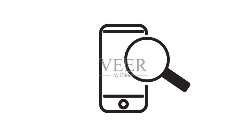手机和放大镜图标图标素材