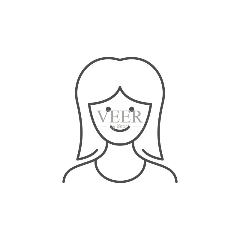 年轻女子线条轮廓图标图标素材