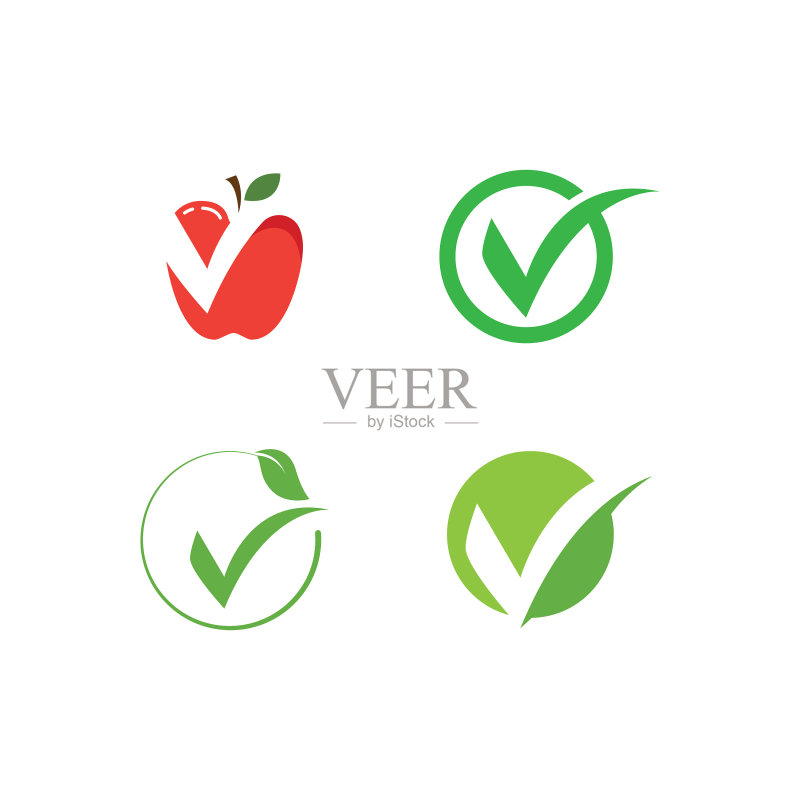 V字母自然设计图标素材
