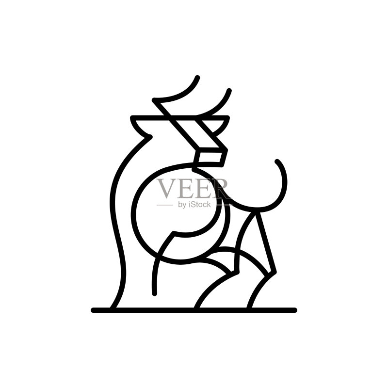 公牛单线标志图标图标素材