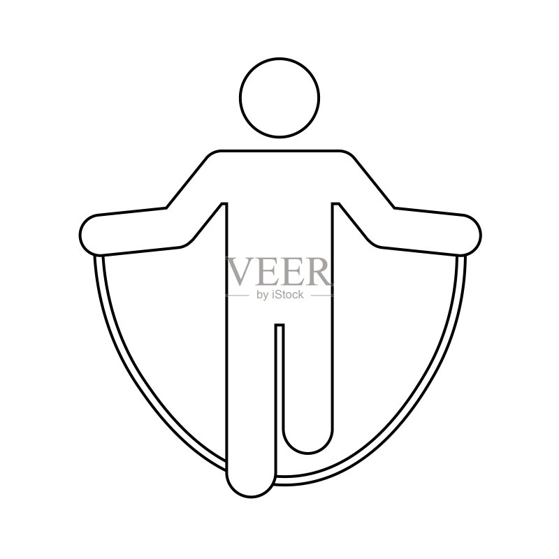 男子使用跳绳图标，人物运动积极生活方式标志图标素材