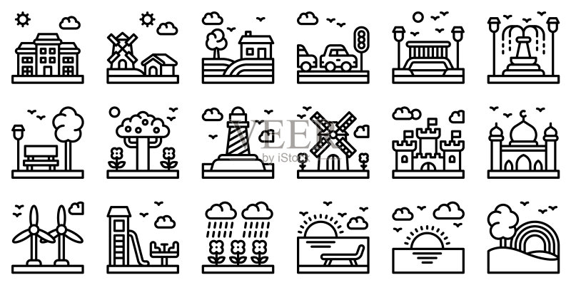 风景线条图标集 1图标素材