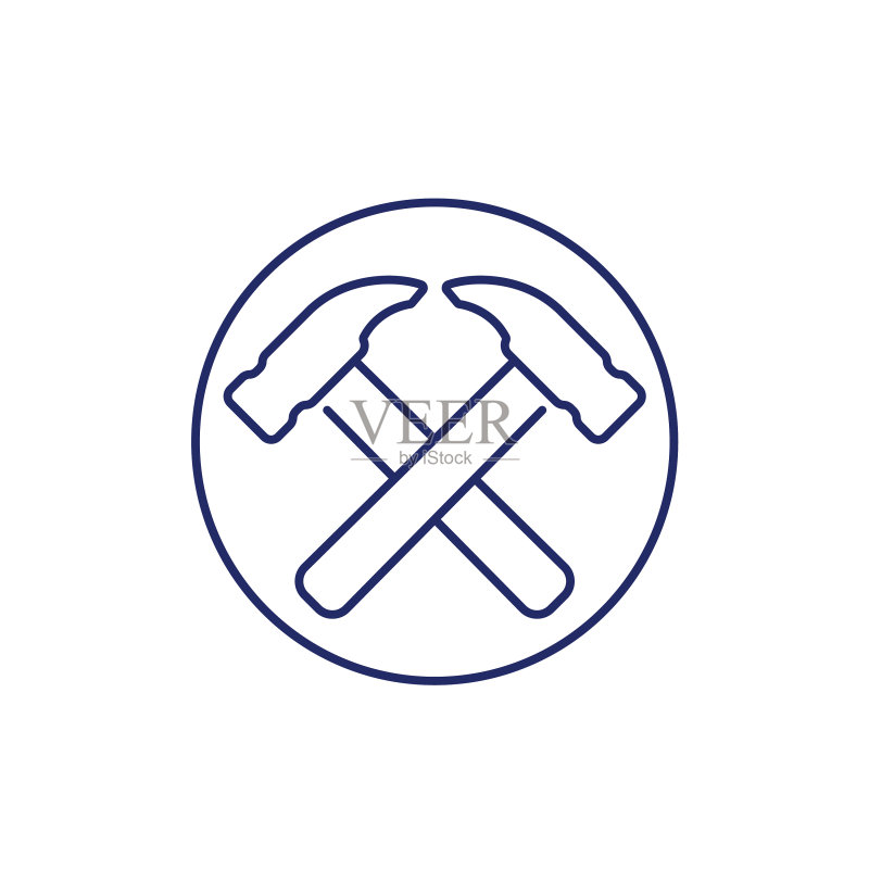 带锤子的木匠线条图标图标素材