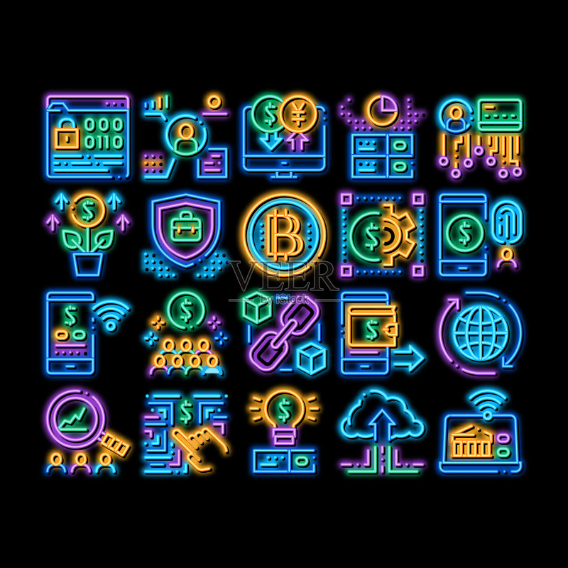 金融科技创新霓虹灯图标图标素材